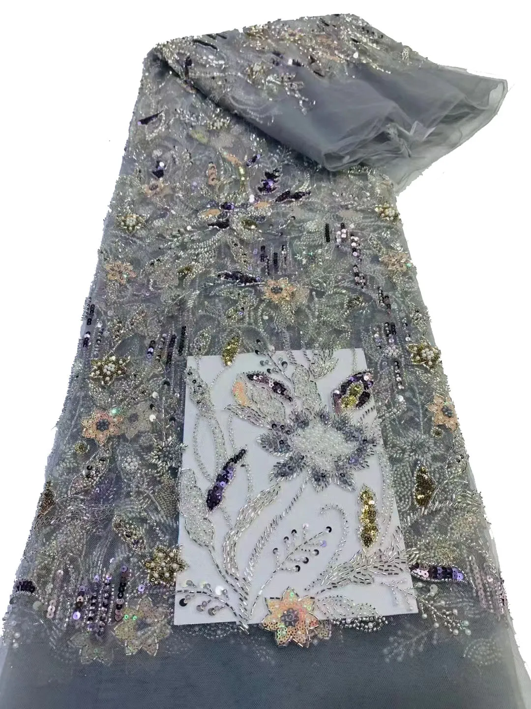 

Новое изящное трехмерное кружево с вышивкой из бисера и блесток, высококачественное модное вечернее платье с бисером/5 ярдов