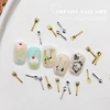 50Pcs Mixed Ins Niche Tableware Series Spoon Fork Nail 3D Metal Nail Mold Nail Decorations DIY Nail Art Charm Accessories 3