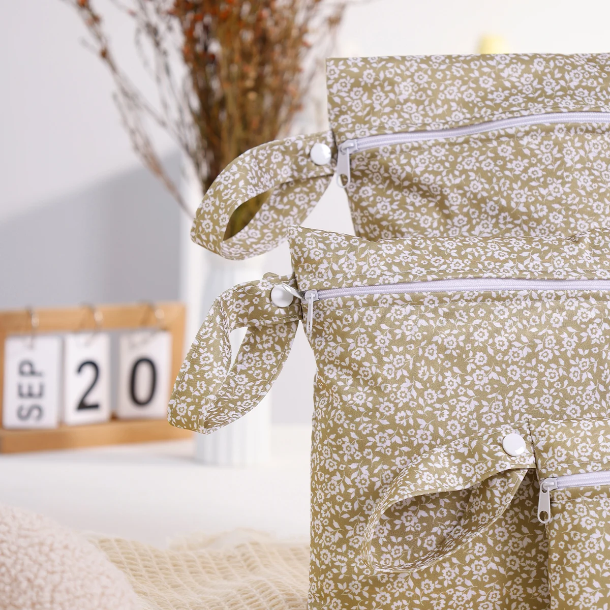 3PCS Recycled Fabric Waterproof Wet Dry Bag Portable Diaper Bag Sanitary Storage Bag - 3