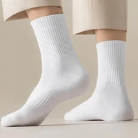 5 paires de chaussettes blanches en coton pour hommes, nouveau Style, douces et respirantes, longues, de sport, d'été et d'hiver, grande taille 5