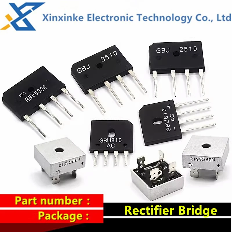 

GBU808 810/1510/15K/2510/3510 GBJ2510/3510/2008/1510 RBV5006 D15XB60/XB80 D25XB80 RS2006M D35XB80 KBJ5010 DIP-4 Rectifier Bridge