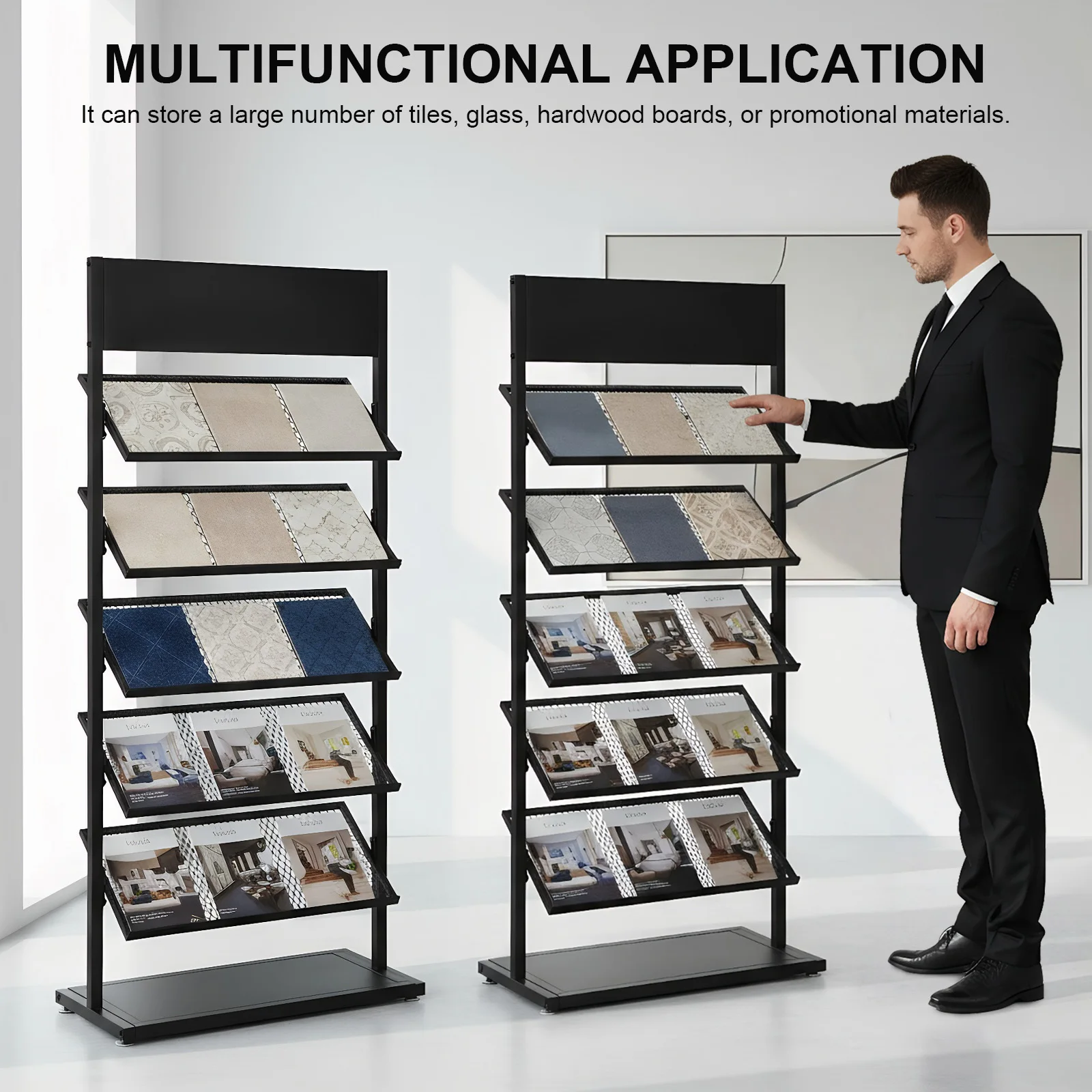 2PCS Multifunctional Board Shelf Large Capacity Simple Iron Display Bracket 5-Tier for Trade Show Vendor Events