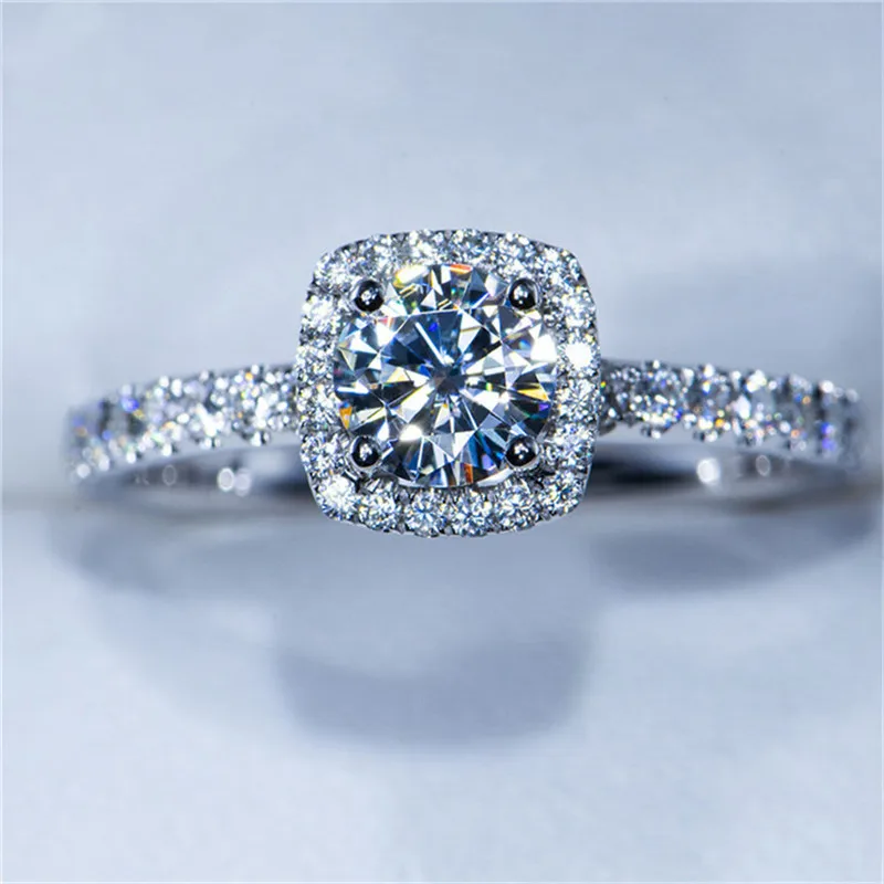 Silber Farbe Exquisite Bijoux Fashion Square Hochzeit & Verlobung Ring Gemacht Mit Zirkonia Schmuck R531 R559 R560