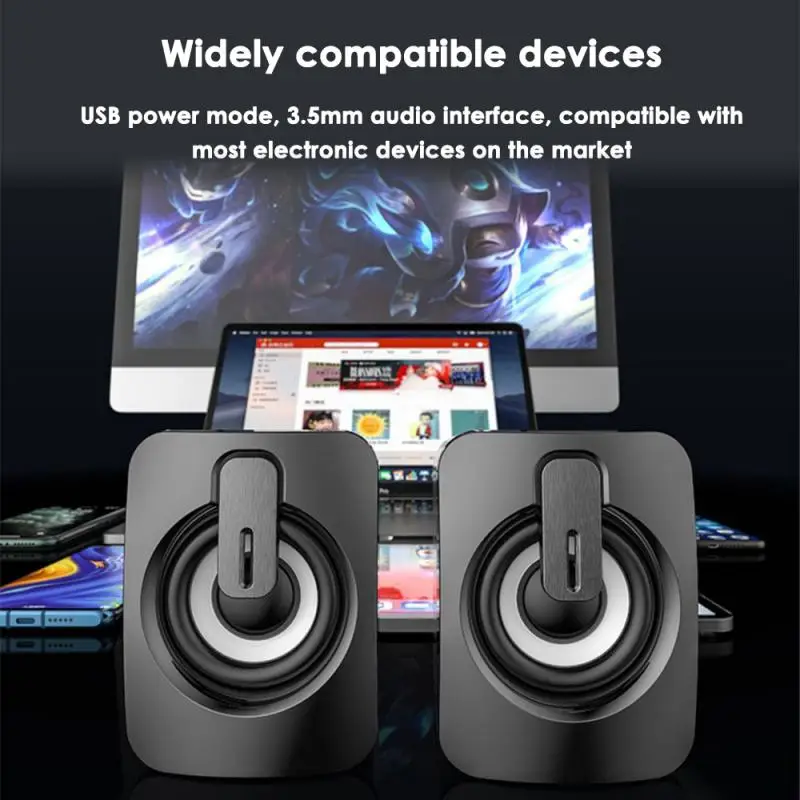 데스크탑 컴퓨터용 컴퓨터 스피커 사운드 박스, PC HIFI 스테레오 마이크, USB 유선 LED 조명, 1 5 개