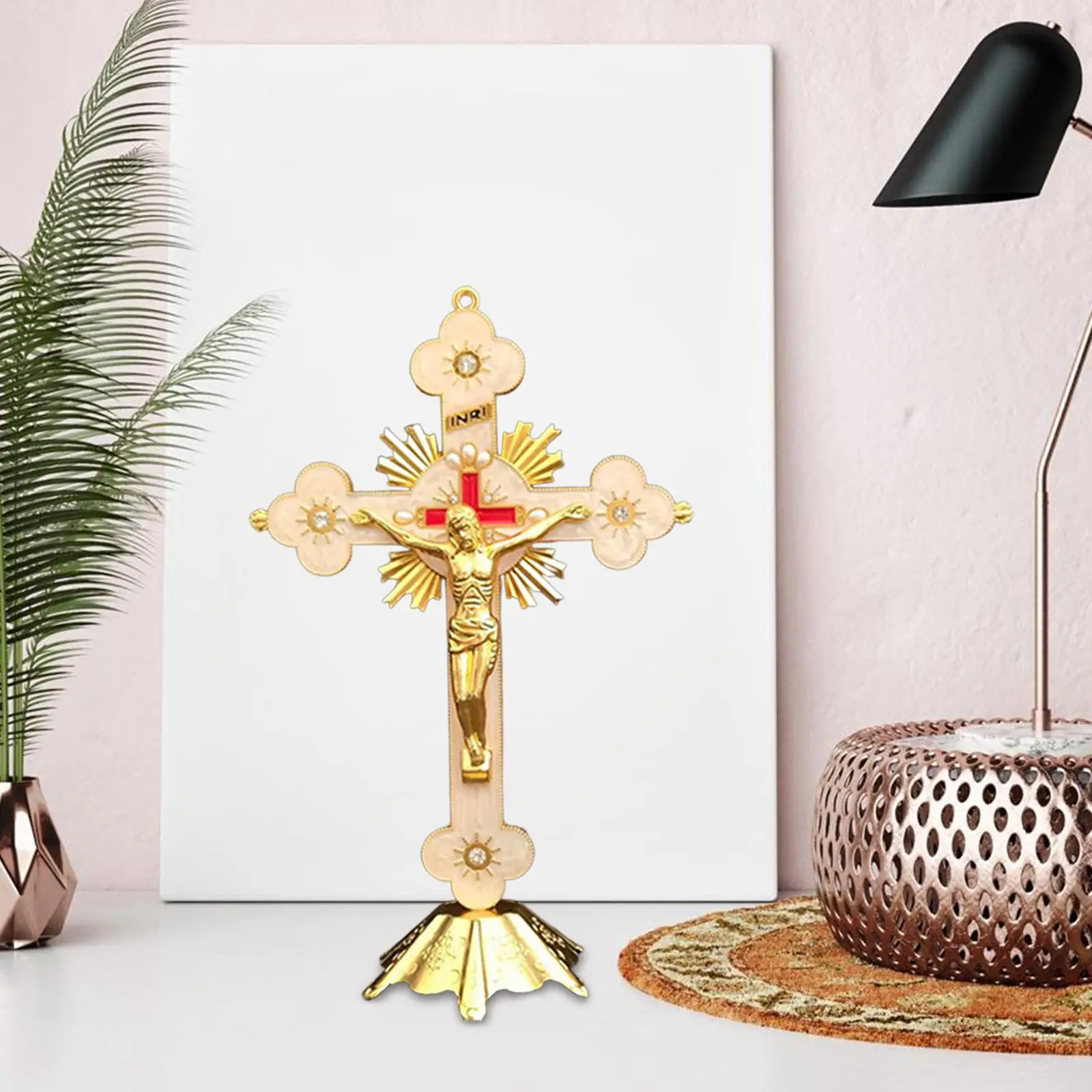 Stehendes Kruzifix 25,4cm - Holz Jesus Statue Für Tisch Dekoration