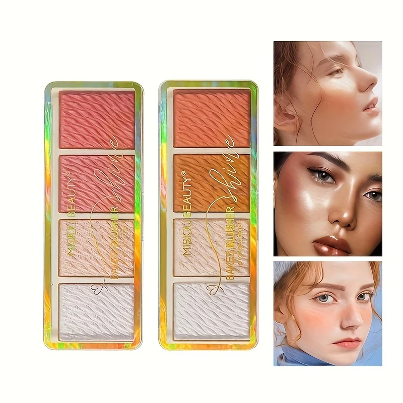 Face Contouring Palette All-In-One Highlight Bronze Blush Eyeshadow Nose Contour Kit Matte Shimmer Makeup for Cheeks