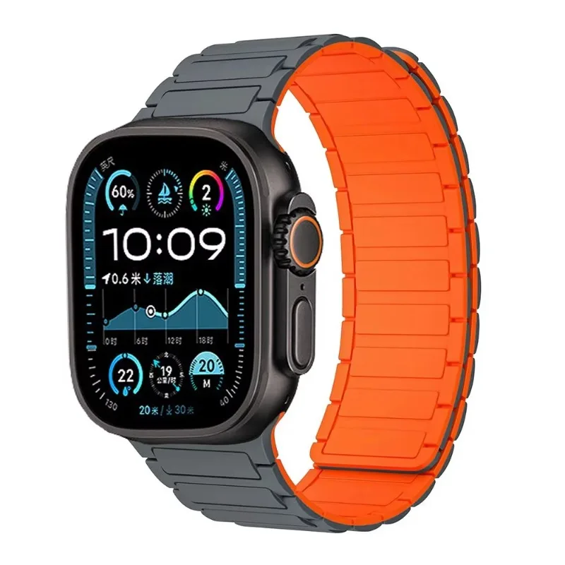 Textured Silicone Magnetic Bracelet Watchband Strap