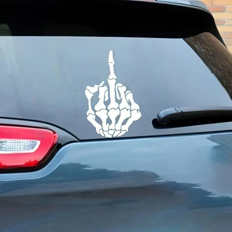 Skeleton Hand Skull Finger Sticker – Add a Touch of Humor to Your Car or Laptop