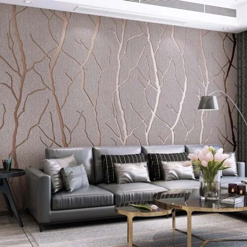 Rose Gold 3D Textured Wallpaper For Living Room Dark Grey Velvet Wall Paper