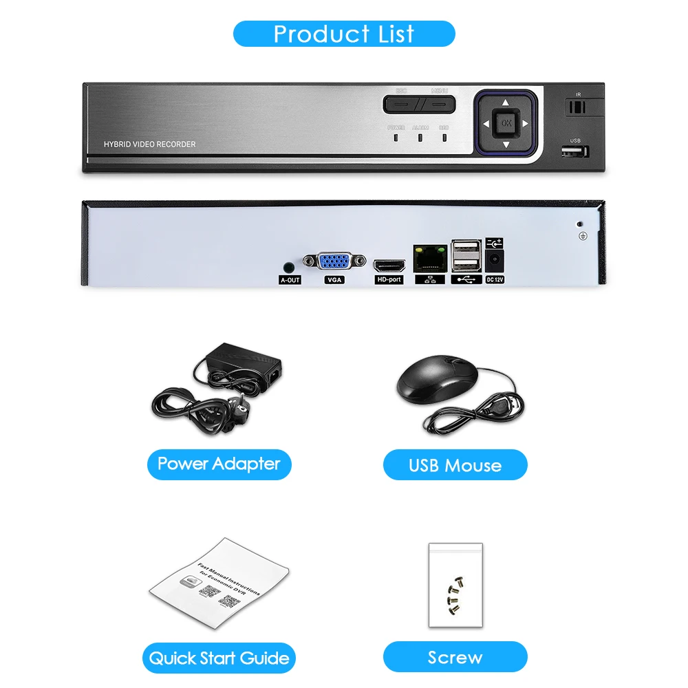BESDER H.265AI 4K UHD Output CCTV NVR 9CH 16CH 32CH 5MP Video Surveillance Network Recorder Motion Detect P2P Face Detection DVR network video recorder