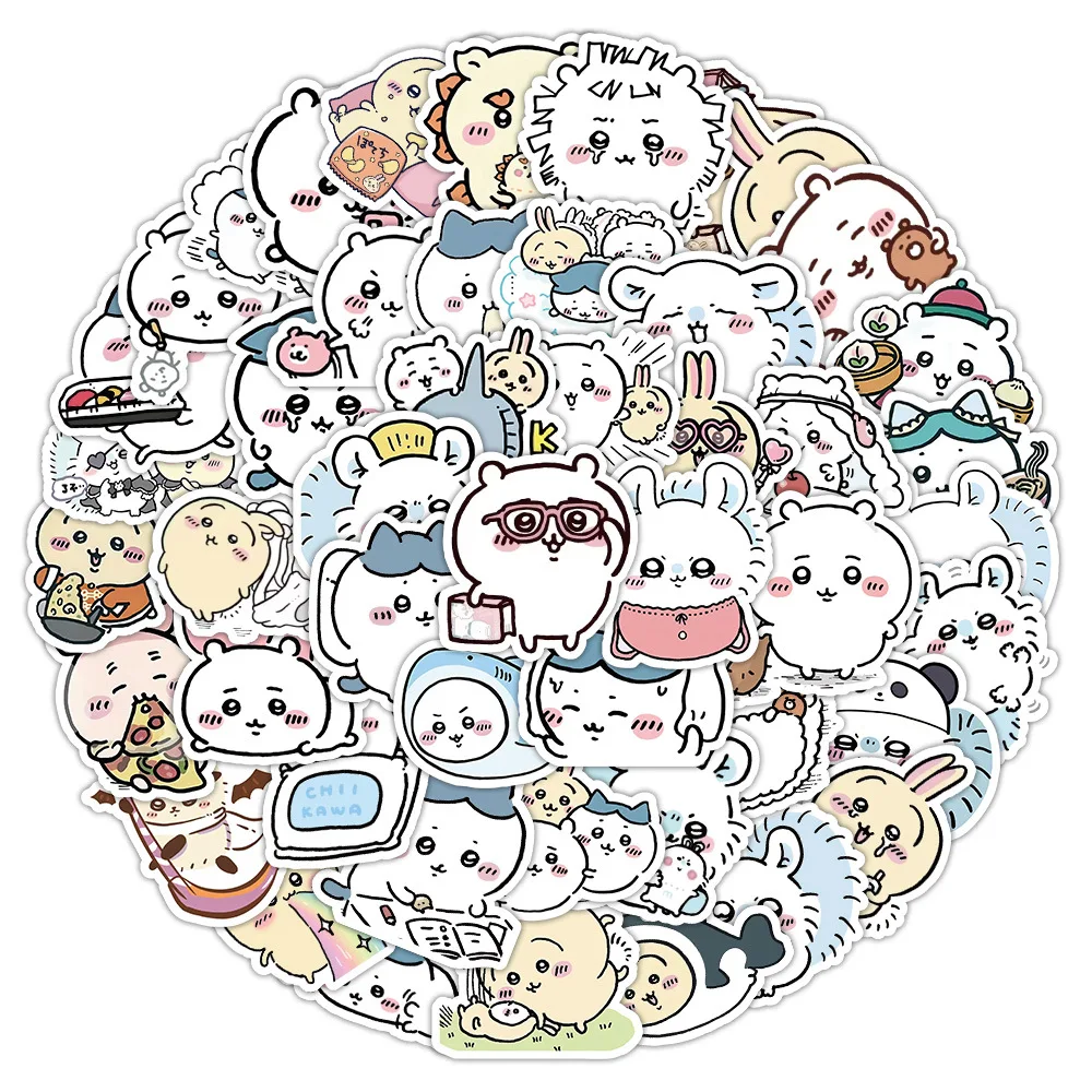 64PCS Cute Chiikawa Stickers Cartoon Laptop Phone Phone Case Luggage Fridge DIY Decal Graffiti Waterproof Sticker Kid Toy 4