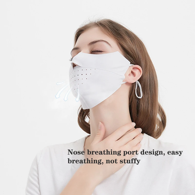 

1PC Ice Silk Sunscreen Mask Summer Breathable Anti-UV Cycling Face Cover Outdoor Hiking Driving Mask Adjustable Hanging Ear Mask