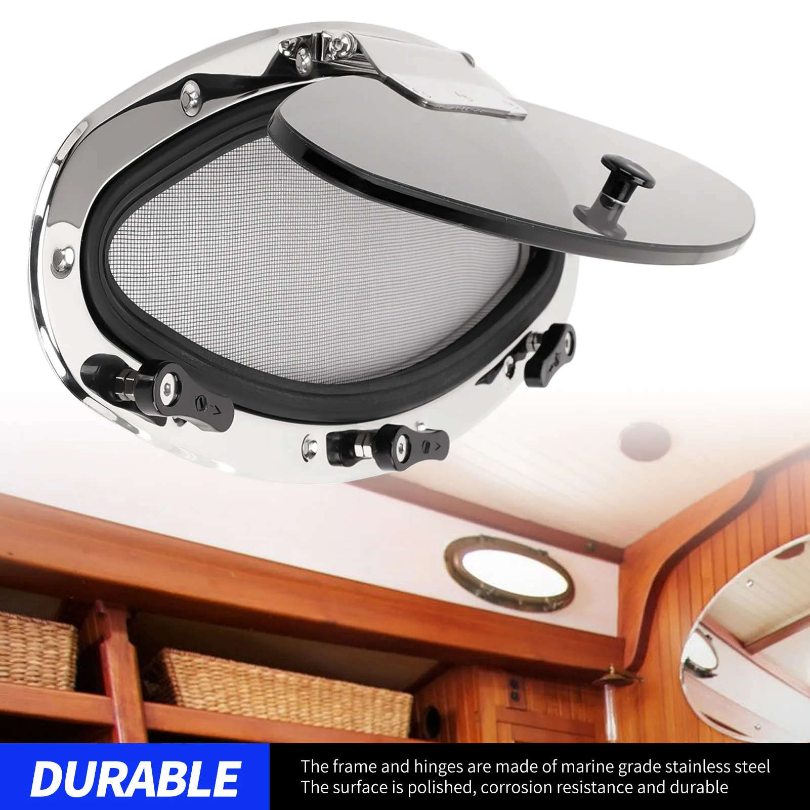 Marine Round Portlight, Yacht Internal Porthole Window with Screen, Mount  Frame, Boat Opening Circle Window Replacement for RV Ships Small Boat