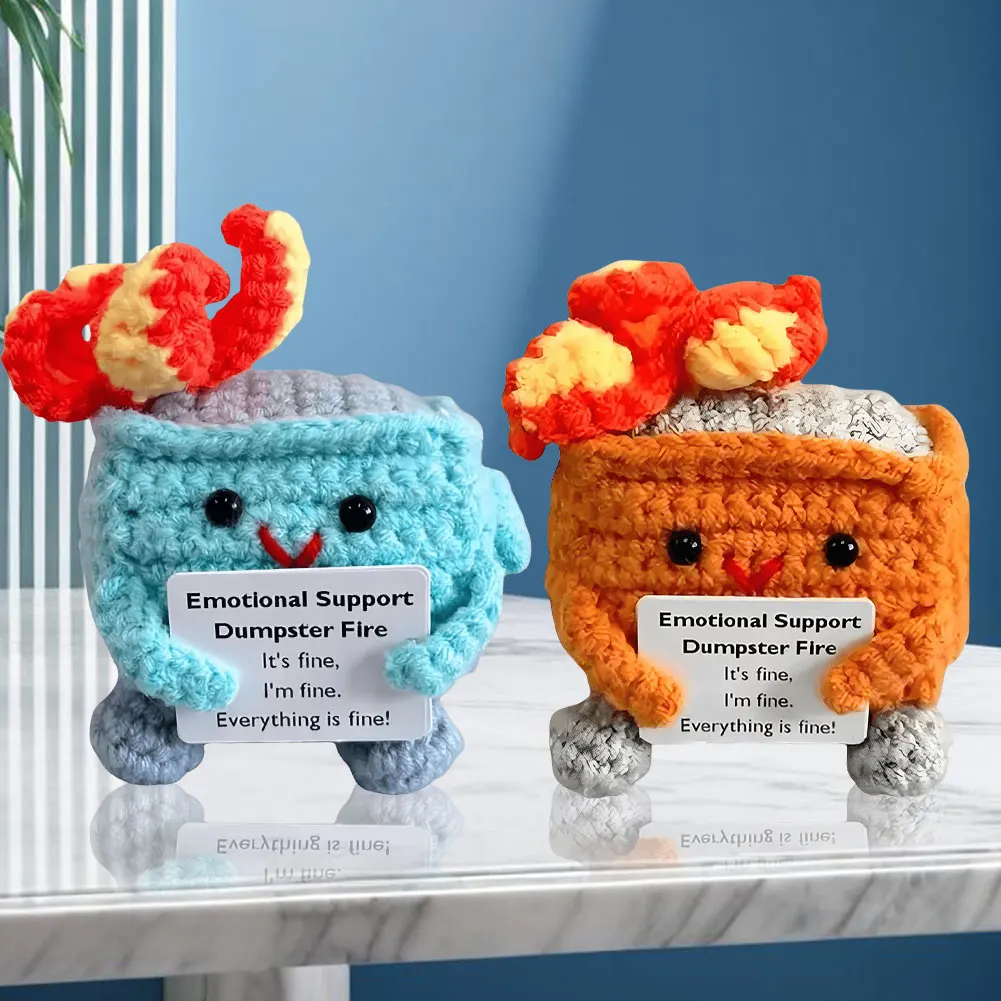 Crochet Dumpster Fire Cute Emotional Support Dumpster Fire Positive Crochet Funny Gifts for Friends Coworker