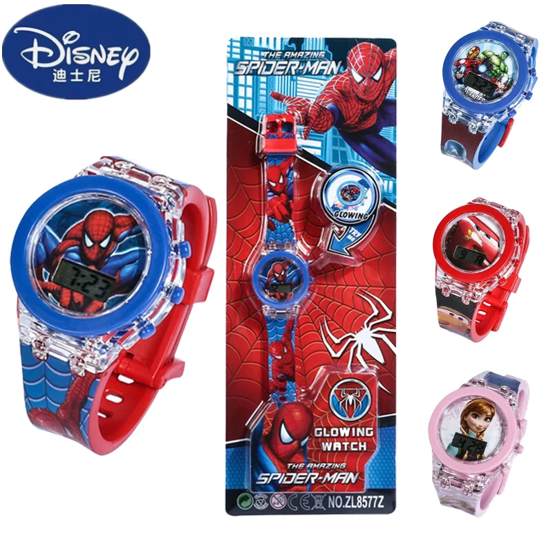 

Disney Anime Toys Marvel Spiderman Watch Avengers Frozen Mickey Figures Toys Watch Boys Girls Children Cartoons Gift for Kids