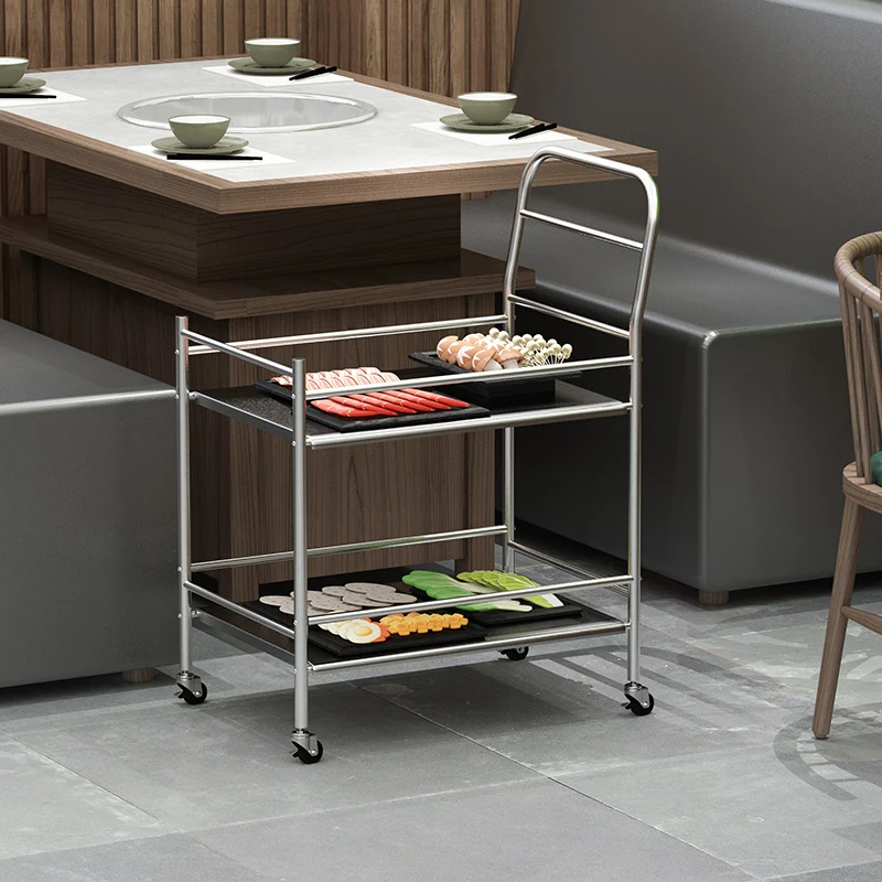 

Stainless Steel Dining Room Hotel Salon Trolley Kitchen Snack Tea Tattoo Salon Trolley Carrito Auxiliar Beauty Furniture HYST