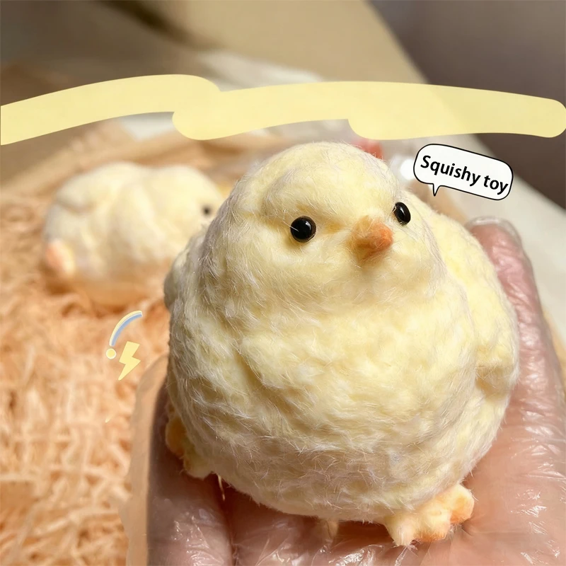 Squeezable Chicken Toy Uncompressed toy squeezable and soft little chicken that bounces back quickly Cute handmade toy as birthday gift