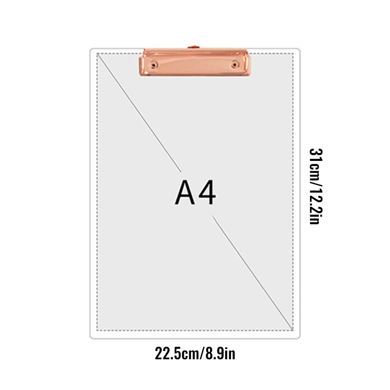Portable Clipboard Vertical A4 Writing Pad Clear Acrylic Clipboard File Folder 12X9Inches for Office School Hospital J60A