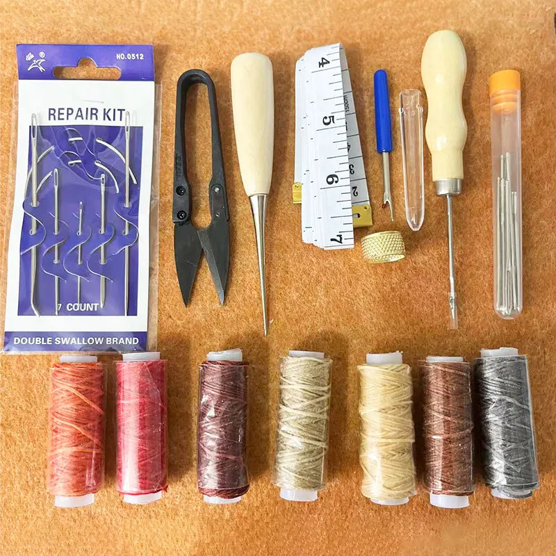 LMDZ Leather Stitching Kit with Waxed Thread Sewing Kit with Large-Eye  Stitching Needles for DIY Leather Craft Repair - AliExpress
