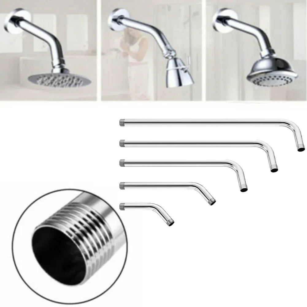 Stainless Steel Shower Head Extension Arm Wall Mounted Tube Rainfall