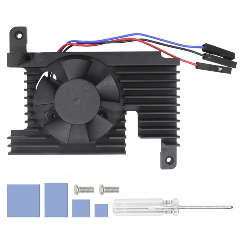 

Aluminum Alloy Cooling Fan for RPi 4B PWM Speed Adjustment Better Cooling Low Noise Space Saving Heat Sink Radiator H7EC