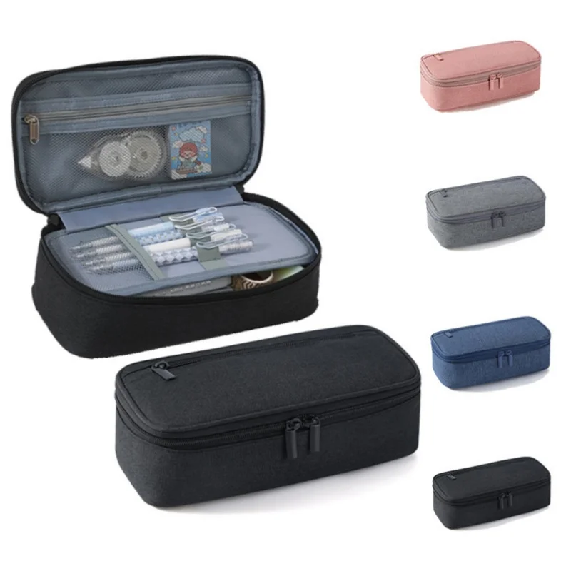 Pen Storage Bag Pen Storage Bag Pencil Case 1/2 Layer Large Capacity Cosmetic High Quality Study Supplies Simple Student Stationary Boxes