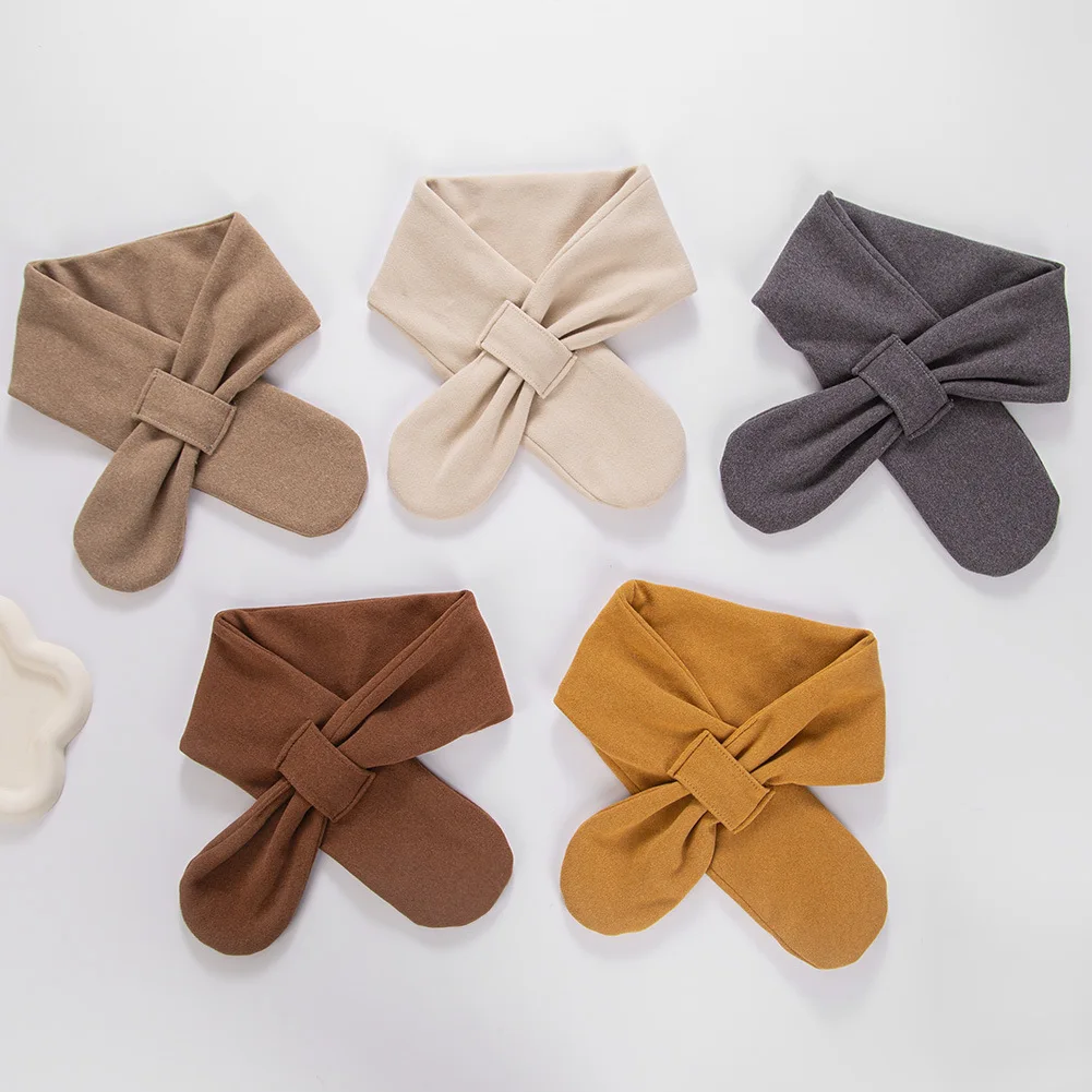 인조 캐시미어 베이비 스카프 벨벳 넥커치프 솔리드 키즈 넥 스카프 트위스트 보우  넥 워머 어린이 여아 겨울용