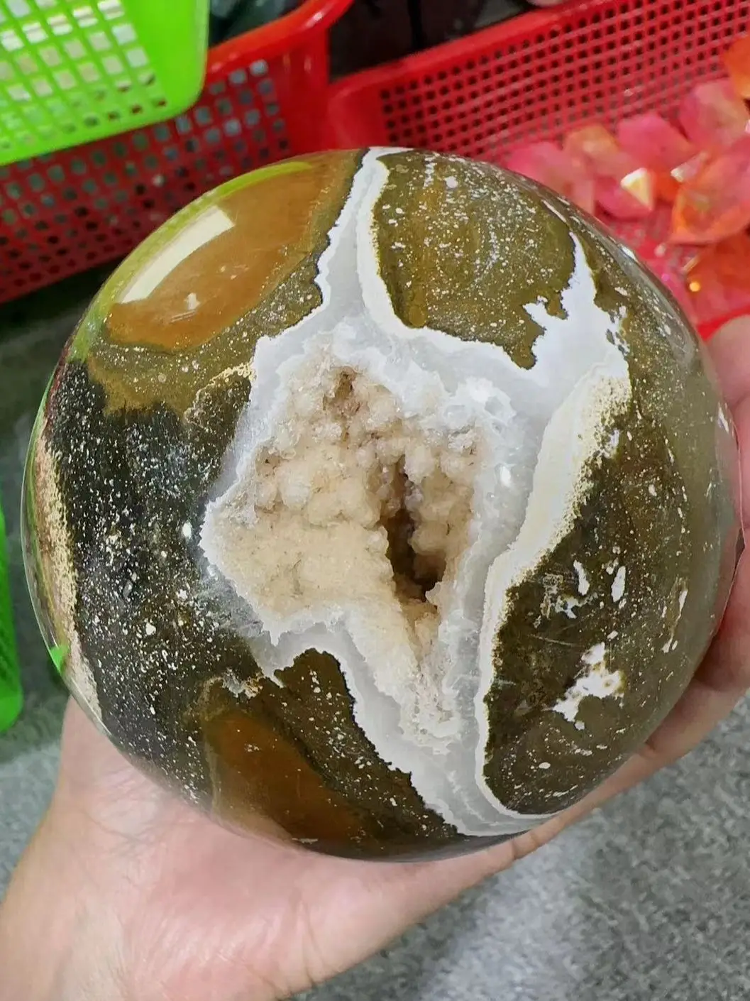 1 Pc Natural Rock Colorful  Ocean Jasper Ball Rock Stone Sphere  Home Feng Shui Decoration Witchcraft