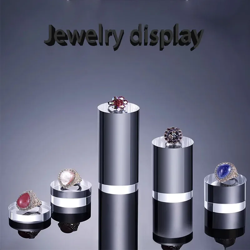Acrylic Transparent Cylindrical Ring Jewelry Display Stand Doll Mold Storage Stand Earring Stand Makeup Photography Stand