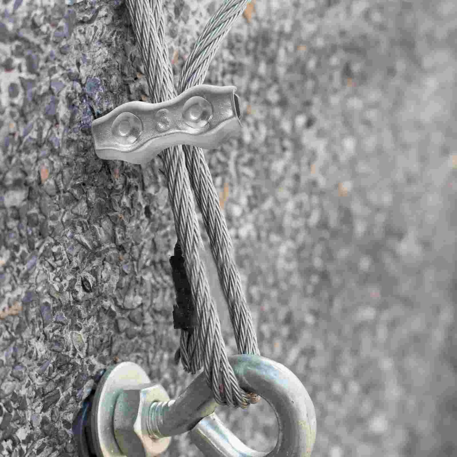 48 pcs Stainless Steel Double Clip Wire Rope Clamps Electric Fence Wire Connector Cable Clips For Indoor Outdoor Post Cable Cla
