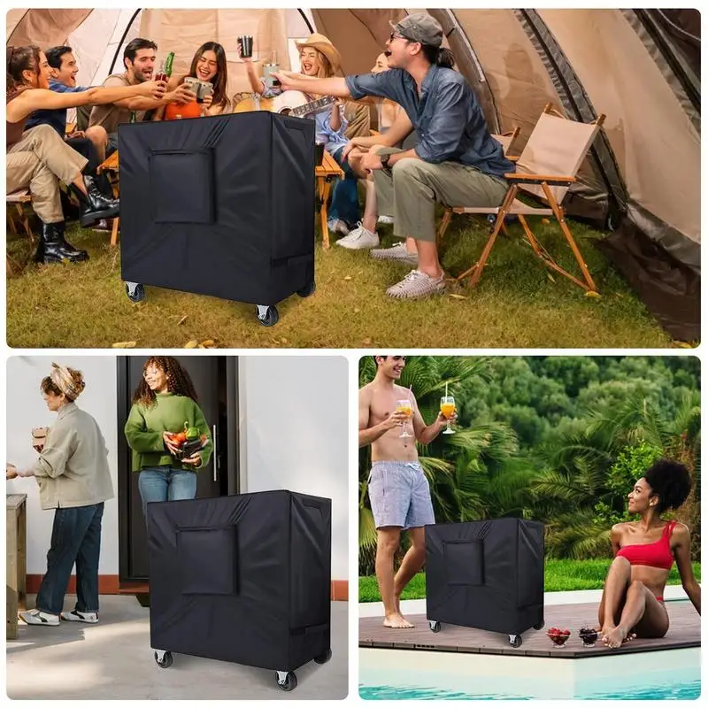 Outdoor Cart Cover Ice Chest Rolling Cooler Waterproof Cover Heavy Duty Sturdy Outdoor Bar Cart Sunlight Rain Protection For