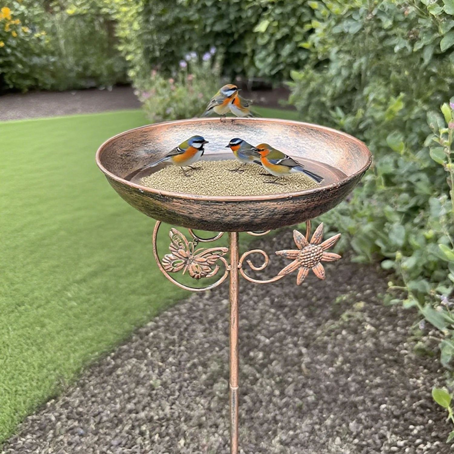 Copper Wrought Iron Bird Bath & Feeder 2