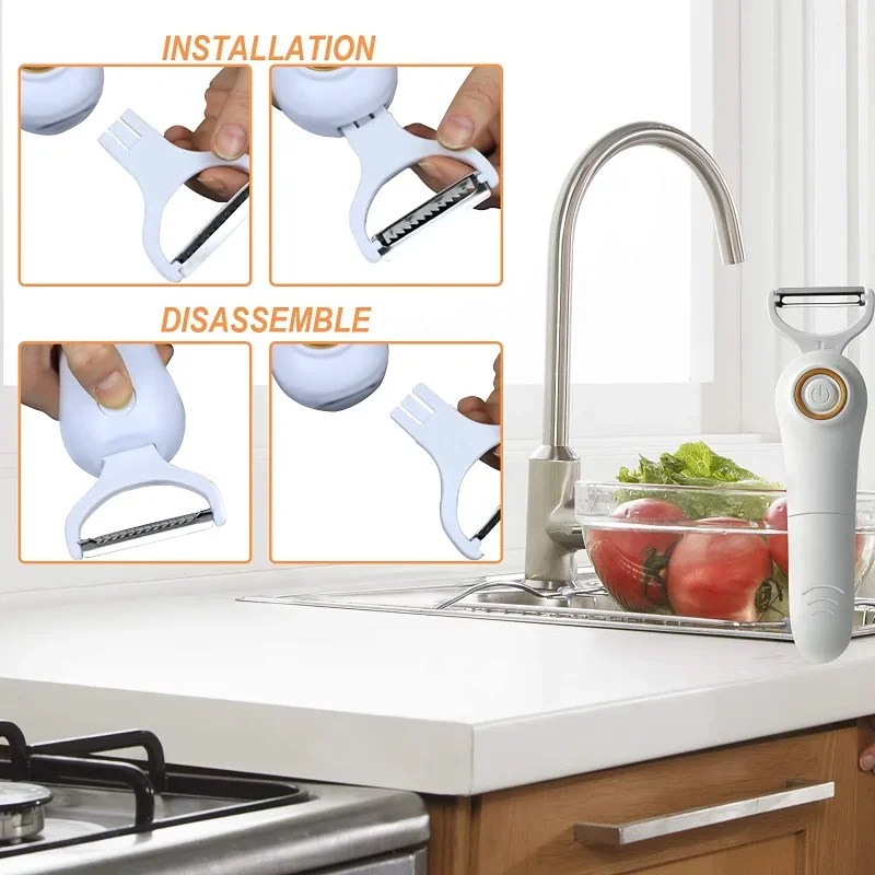 Electric Peeler Fruit Potato Garlic Scraper Shred Machine Kitchen Mini Portable Multifunctional USB Rechargeable Potato Peeler 3