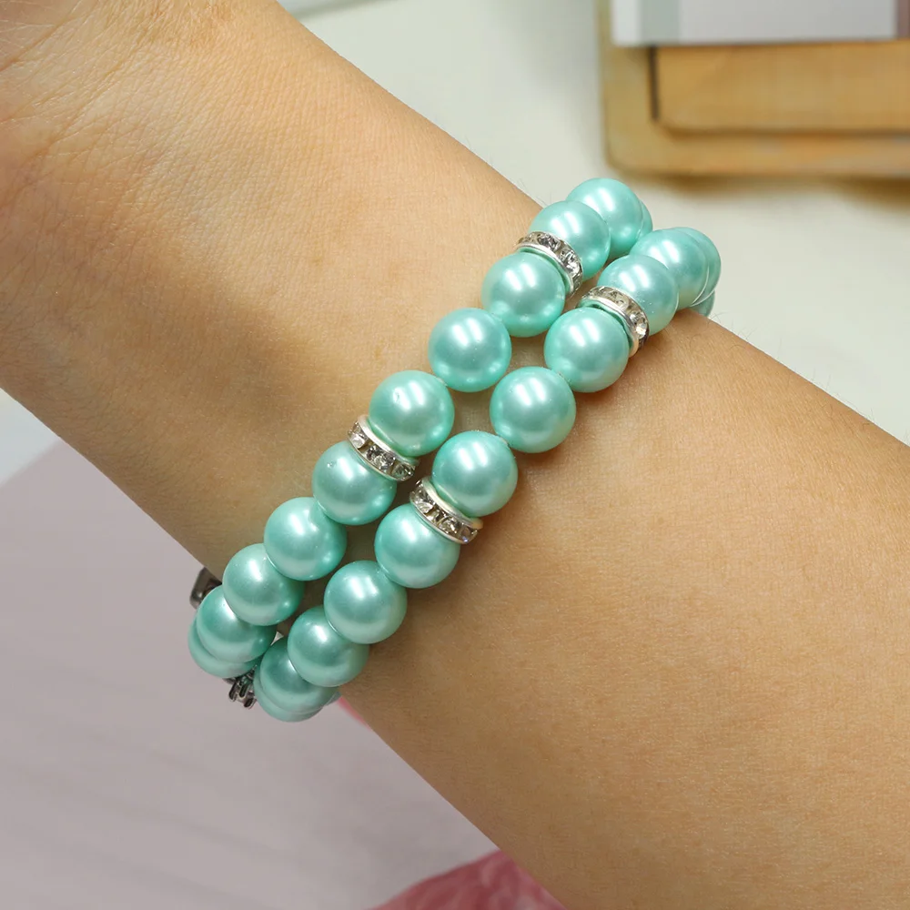 Colorful Pearl Versa4 Watch Bracelet for Fitbit Versa 3/ Sense 2 Band Jewelry Replacement Elastic DIY Strap for Fitbit Versa 4