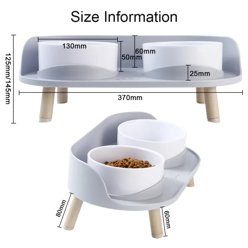 Food Feeders Pet Cat Double Bowls Feeder Adjustable Height Cats Dogs Drinker Water Bowl Dish Elevated Feeding Kitten Supplies