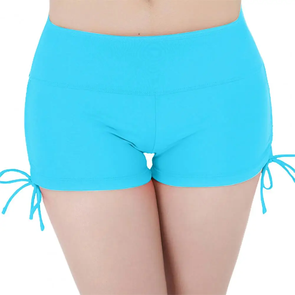 Women Safety Pants Swim Shorts Solid Color Drawstring Boxers Mid Waist Women Basic Safety Pants Bathing Boyshorts Beachwear