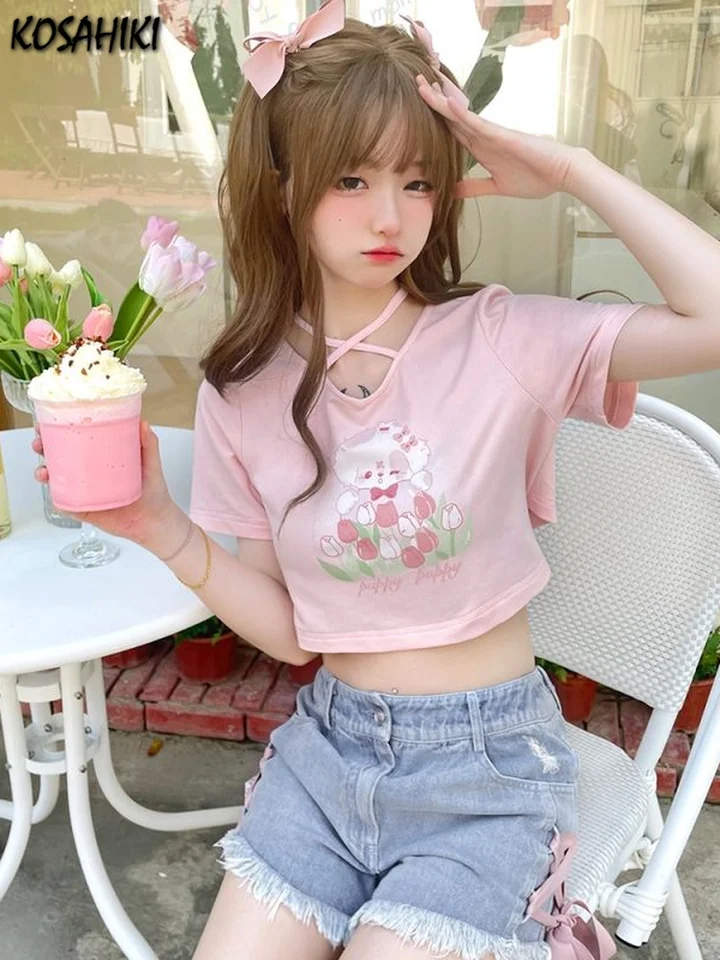 Maglietta Donna T-Shirt Y2K Crop Top Manica Corta Estate Camicia Sexy Pianura Outfit di Base Streetwear Yoga Top Abbigliamento Donna Estivo T Shirt Donna Maglietta Corte Offerte Lampo Del Giorno Donna