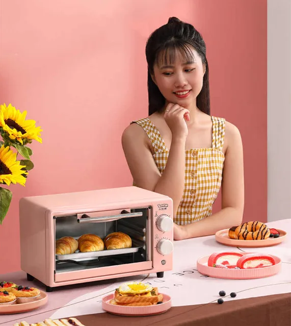 Multifunctional Electric Oven Cute Mini Small Oven Light Pink Toaster Oven  Electric Oven for Baking Bread