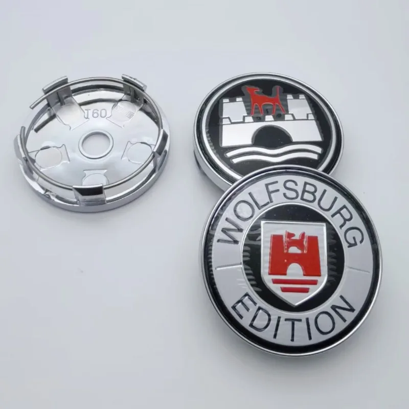 4pcs 60MM Clips 56MM Wolfsburg Logo Emblem Car Wheel Center Caps Rim Hubcaps Cap Wheels Hub Dust Cover Replace Car Accessories