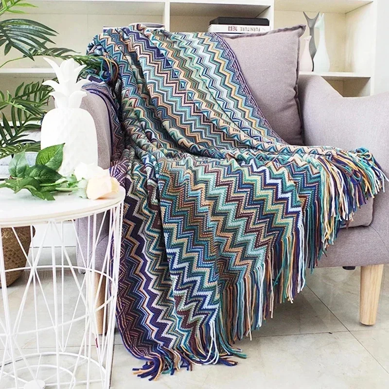 Boho Bed Plaid Blanket Geometry Aztec Baja Blankets Ethnic Sofa Cover Slipcover Decor Throw Wall Hanging Tapestry Rug Cobertor - 3