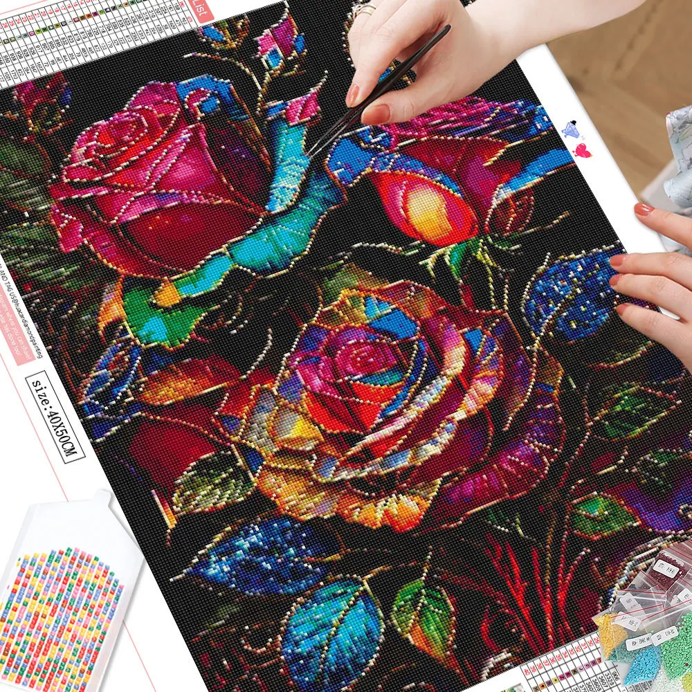 5D Diamond Painting Flower Rose Full Square Round Diamond Mosaic Abstract New Wall Decor HUACAN diamond painting,diamond art painting kit,diamond painting set