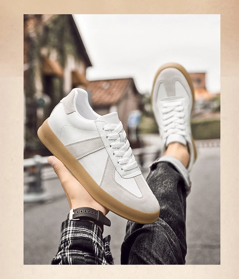 Elevator Sneakers For Women&Men Shoes Genuine Leather Height Increasing Shoes Lace Up Trainers Ladies Flat Shoes For Men
