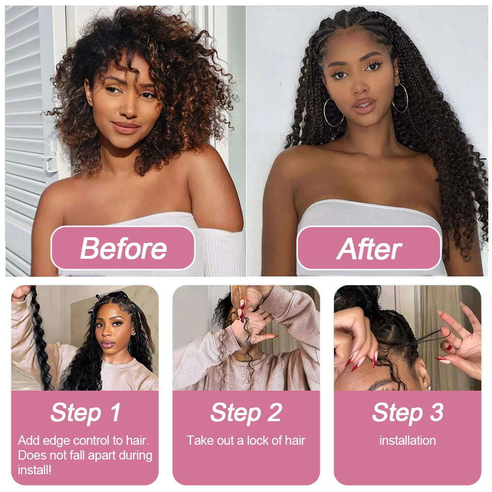 100% Human Hair Boho Braiding 95g Deep Wave Salon Bundles Orange Ginger Burgundy Virgin Hair Heat Resistant Wholesale 10 Bundles 3