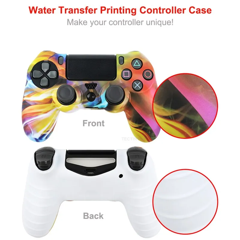 Silicone Rubber Controller Case with Thumbstick Grip Caps - Protective Shell