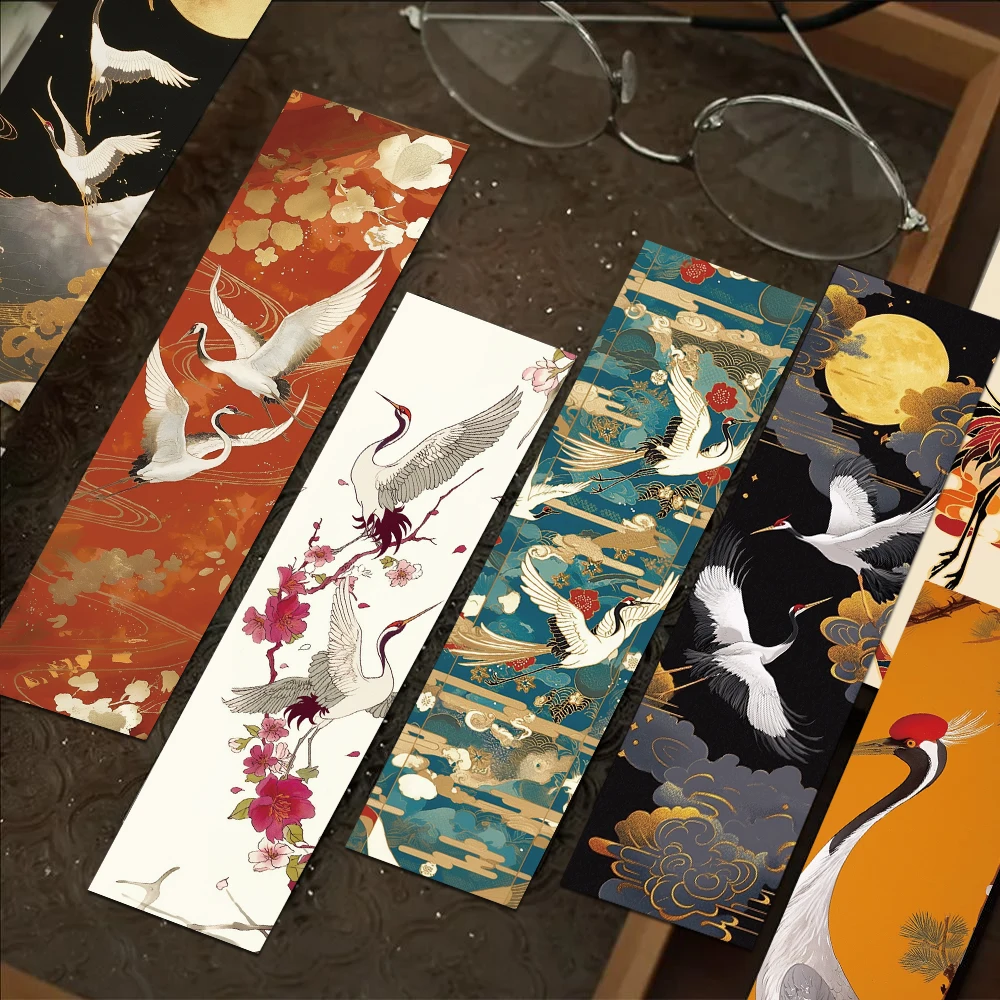 30pcs Colorful Vintage Cranes Bookmarks Reading Pages Books Marking School Stationary Supplies Paper Card DIY Aesthetic Bookmark