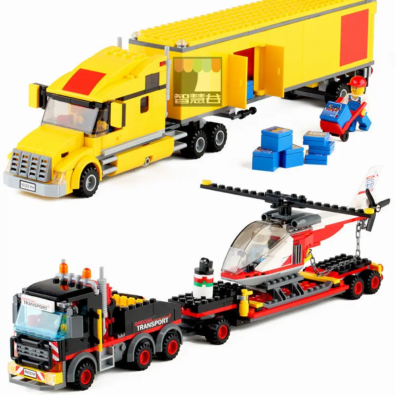 

Airport Great Vehicles Yellow Truck Heavy Cargo Transport Model Building Blocks 3221 60183 Brick Toys for Children