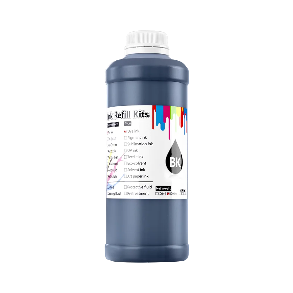 

1000ML Dye Ink BK for HP 100 500 510 800 5500 T610 T770 T790 T1100 T1120 T1200 T1300 T2300 Z2100 Z3100 Z3200 Z5200 Z6100 Printer