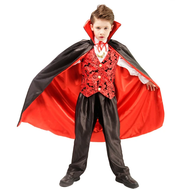 Fantasia vampiro gótico para crianças, traje infantil para meninas, dia das  bruxas, cosplay, vampiro