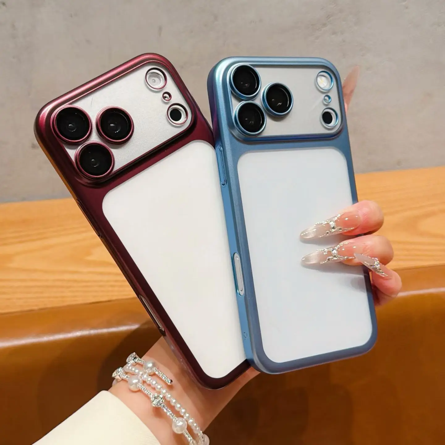 Sleek Matte Plating Shockproof Phone Case with Transparent Camera Cover