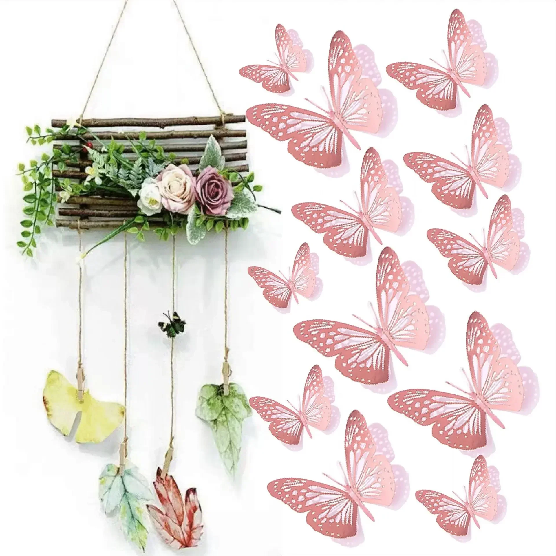 3D Openwork Butterfly Wall Stickers Stereo Butterfly Wall Stickers Background Decoration Colourful 12pcs 3d stickers 3d wall stickers butterfly wall decor